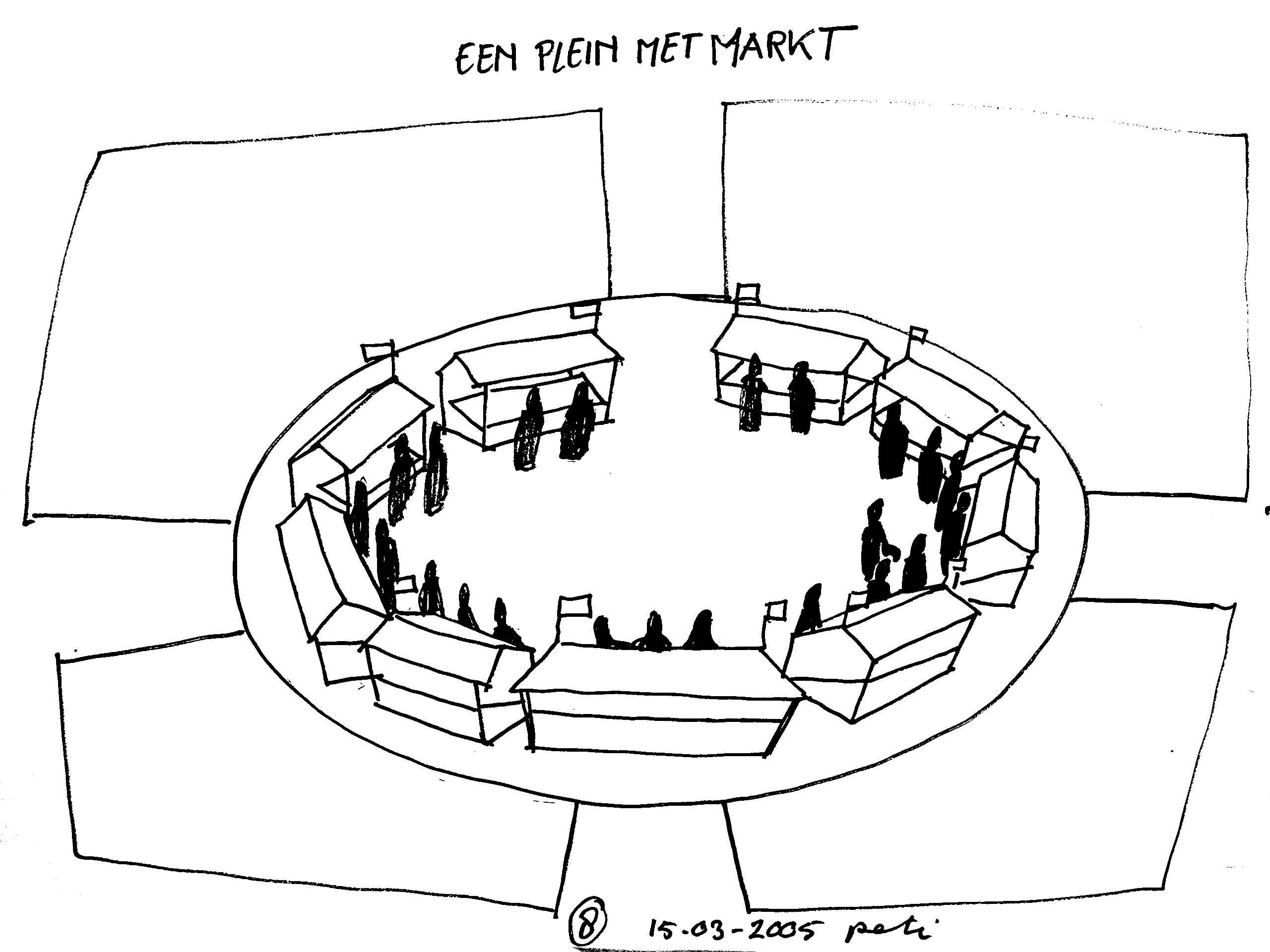 Een plein met een markt